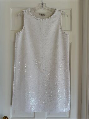 Sleeveless White Sequin Mini Dress